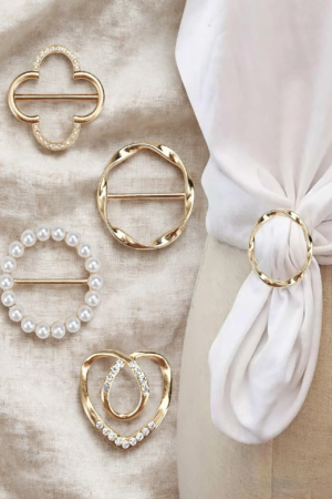 4PCS Scarf Ring Clip -T-shirt Ties Clips Clothes Corner Knotted Button for Women